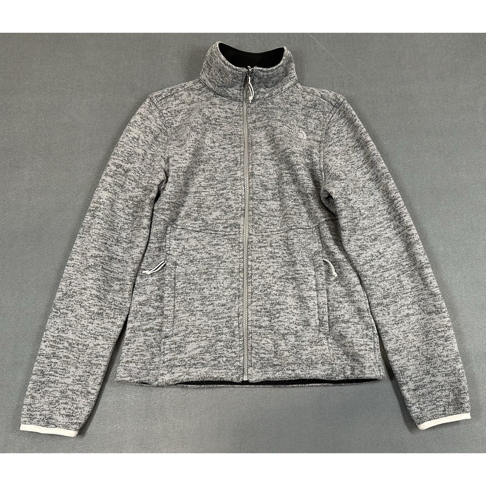 North Face Full Zip Fleece Womens Size Small Heather Grey Pockets Hiking